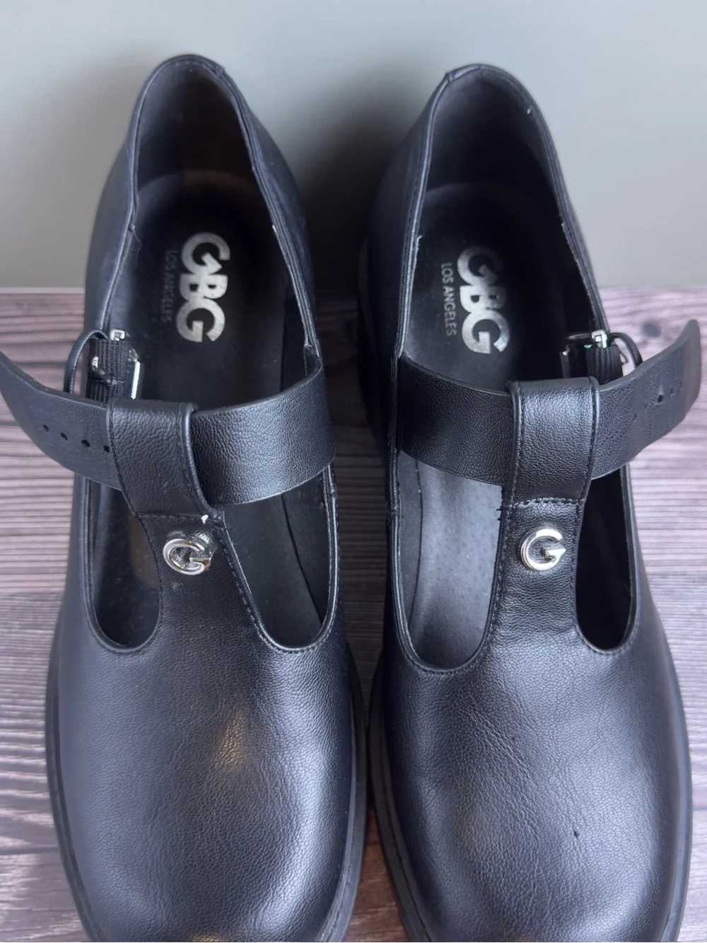 GBG Los Angeles Black Platform Mary Jane Heels Womens 7.5